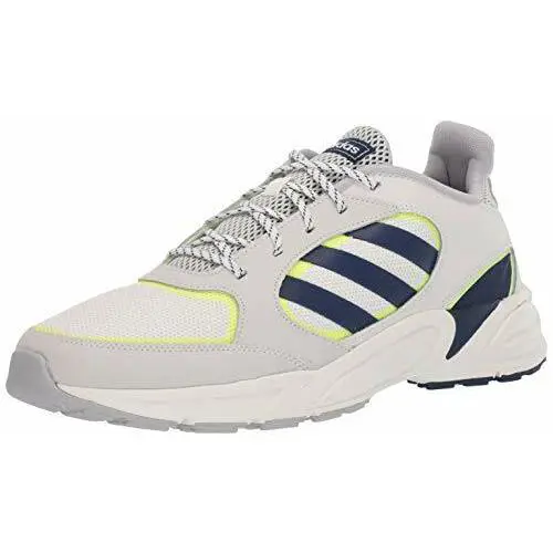 Adidas Men`s 90s Valasion Sneaker Cloud White/dark Blue/hi Res Yellow - Mixed