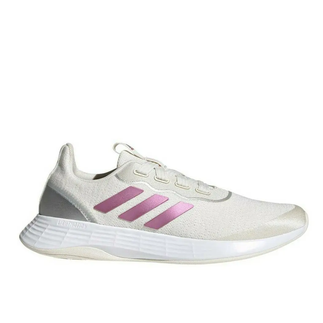 Womens Adidas QT Racer Running Shoes Lightweight Cushioned Sneakers - Beige