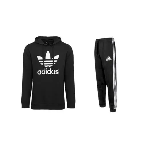 Mens Adidas Fleece Hoodie Jogger Set Pants Hooded Pullover Outfit