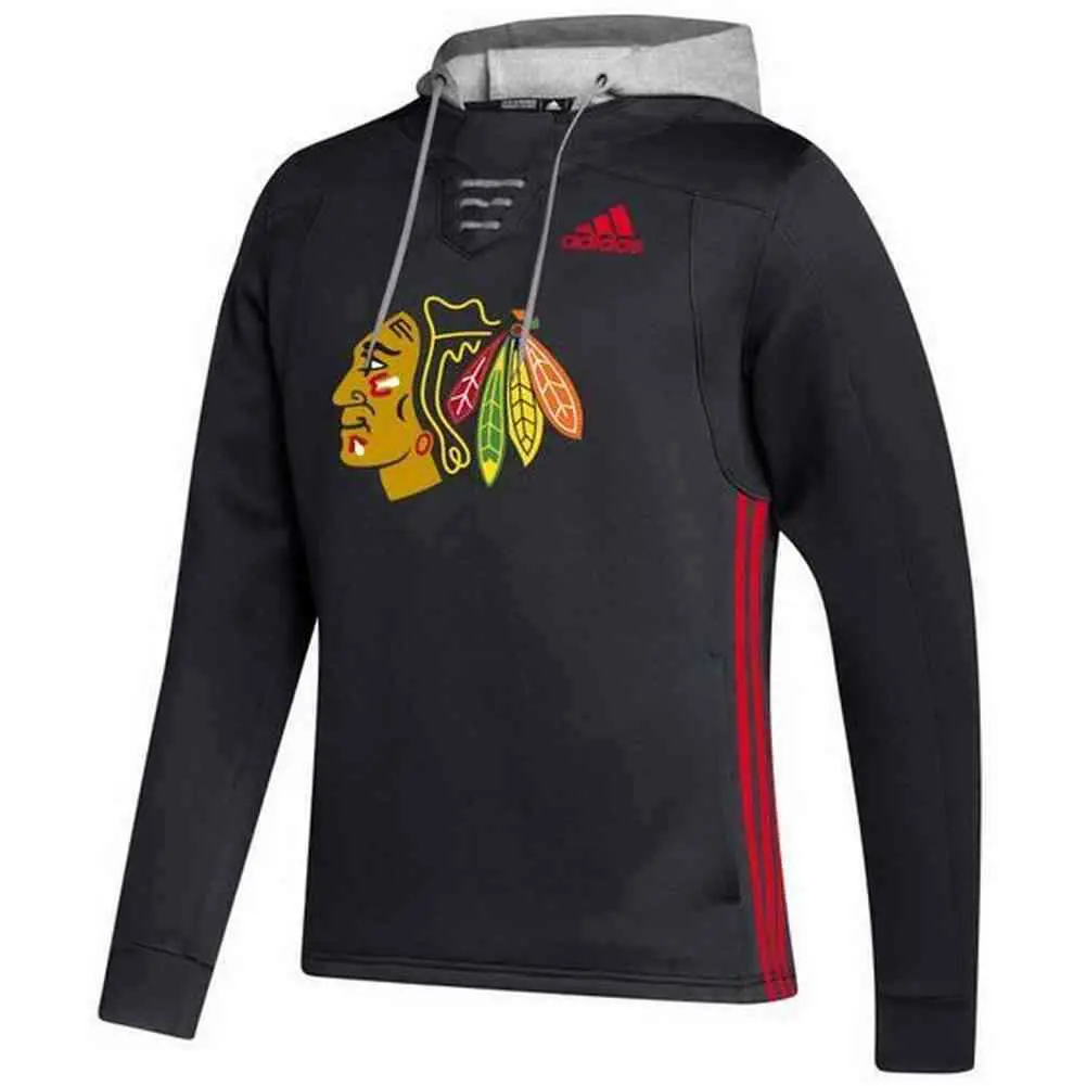 Adidas Men`s Nhl Chicago Blackhawks Skate Lace Hoodie Hoody Sweatshirt