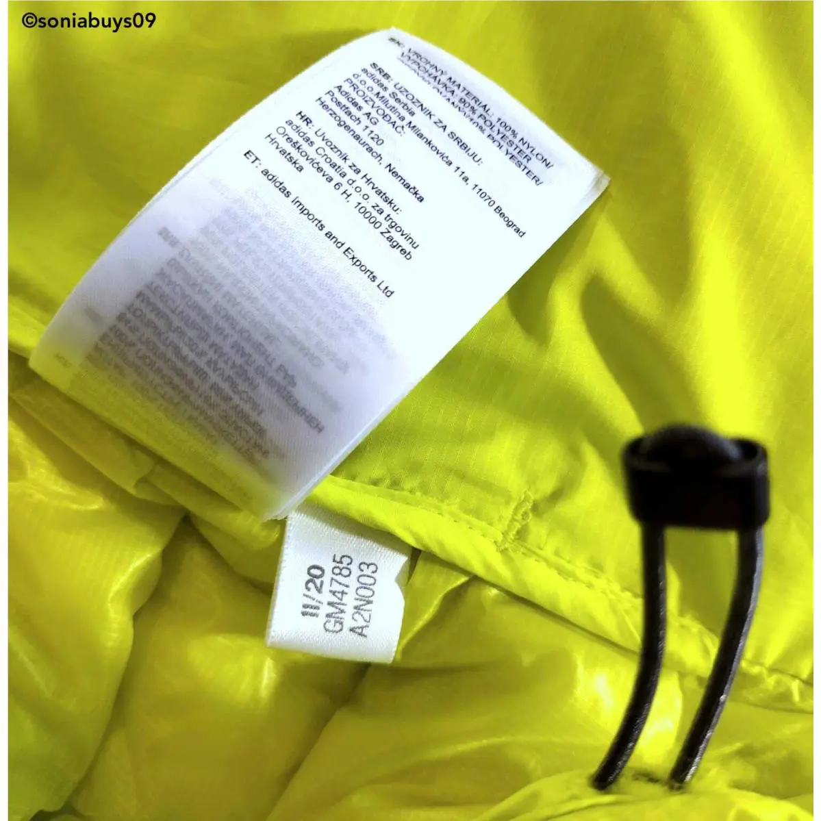 Adidas clothing - Acid Yellow 6
