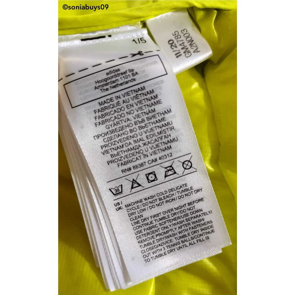 Adidas clothing - Acid Yellow 7