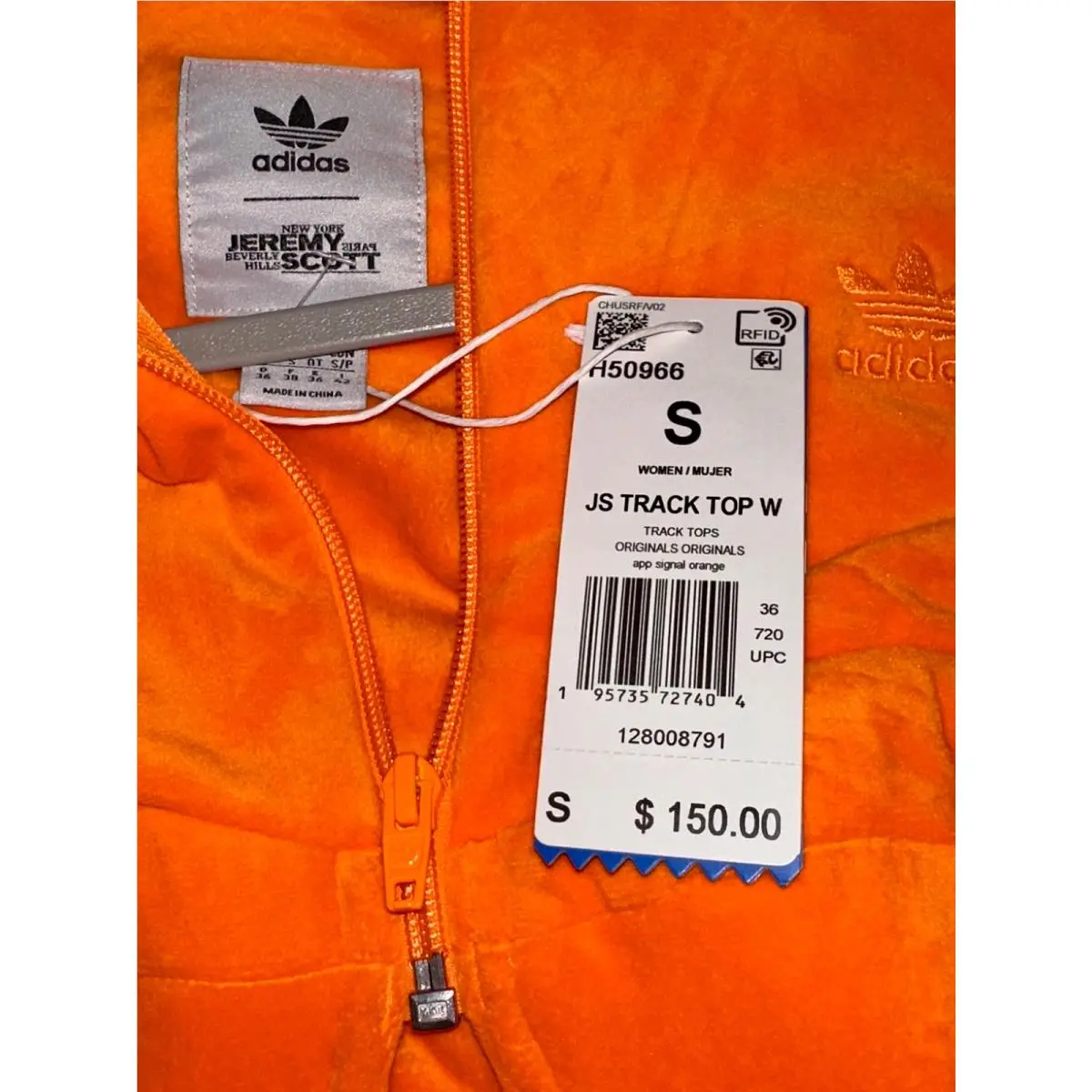 Adidas clothing - Adidas X Jeremy Scott Velour Cropped Track Top - H50966 - Orange 19