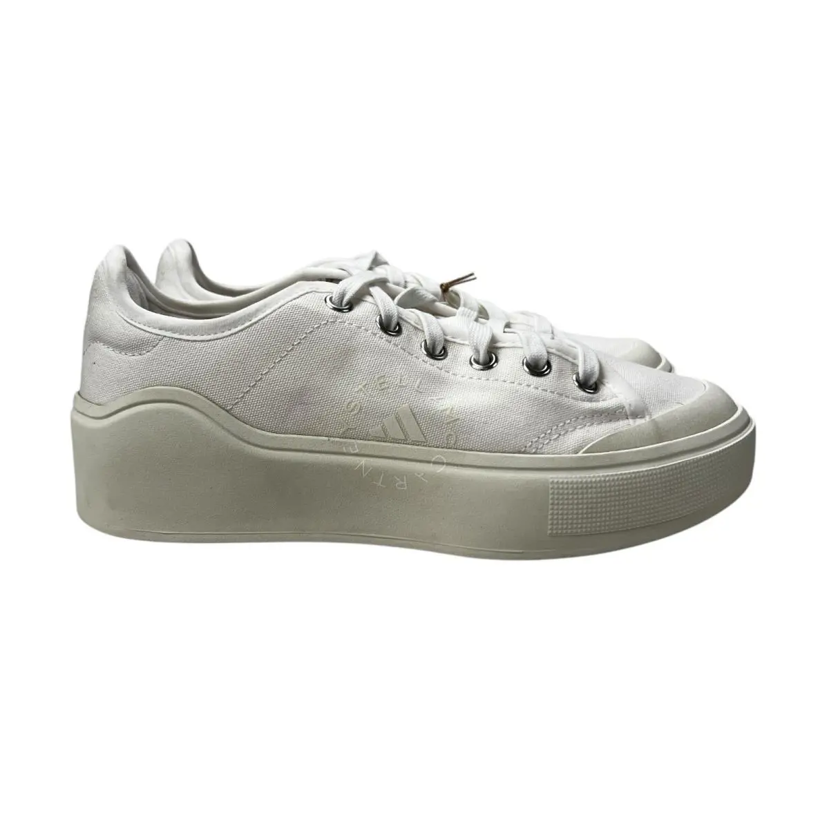 Adidas x Stella Mccartney Court Cotton Off White Shoes HQ8675 Women`s Sz 8 - 8.5 - Ivory