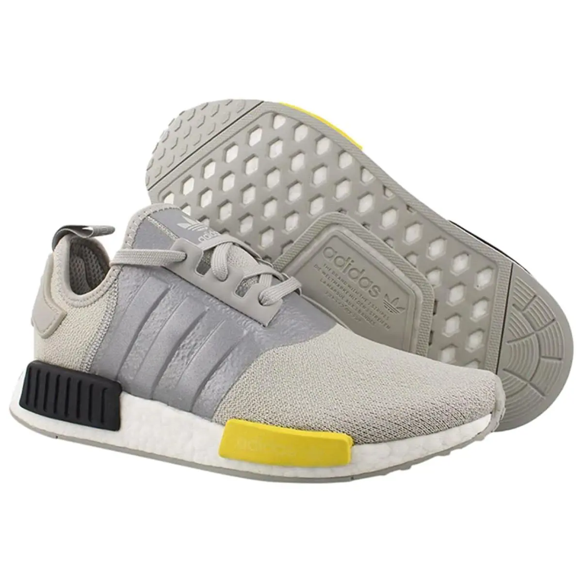 Adidas NMD_R1 Men`s Sneaker Men`s US Shoe Size 13 - Metallic Silver/Grey/Yellow/Black
