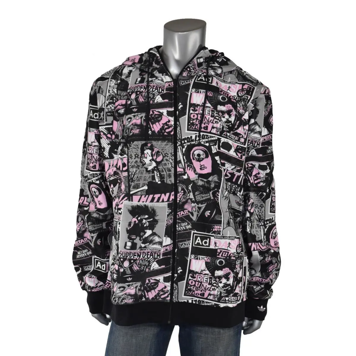 Adidas Originals Superstar Vintage Rock Poster Graffiti Hoodie Jacket L