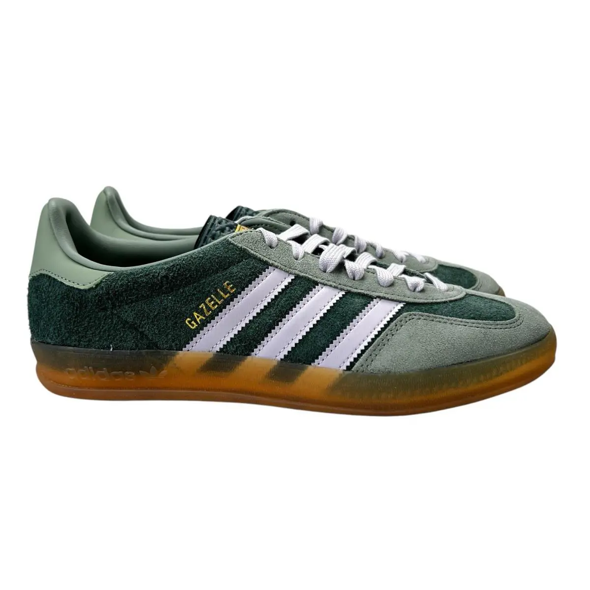 Adidas Gazelle Indoor Mineral Green Silver Dawn Shoes JI0323 Men`s Sz 8 - 12 - Green