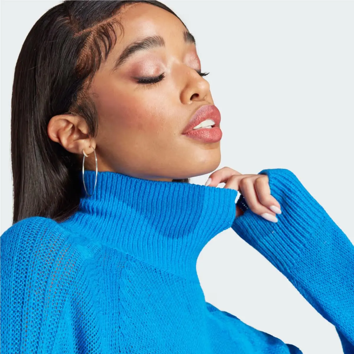 Blue Version BV Knit Sweater Womens S Small Wool Blend Turtleneck by Adidas