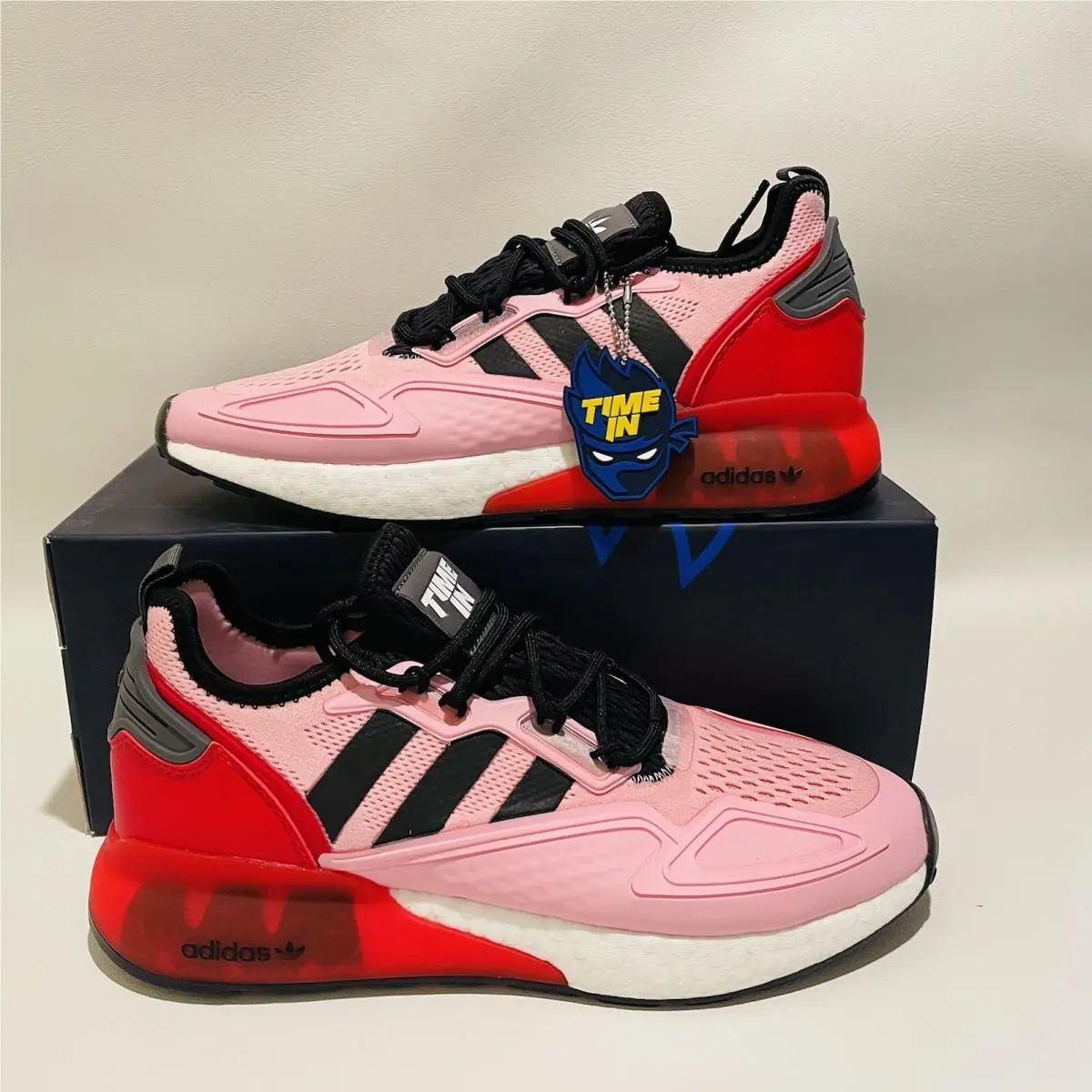 Adidas Ninja ZX 2K Boost Men’s Originals Size 8 Pink Black Red Athletic Sneakers
