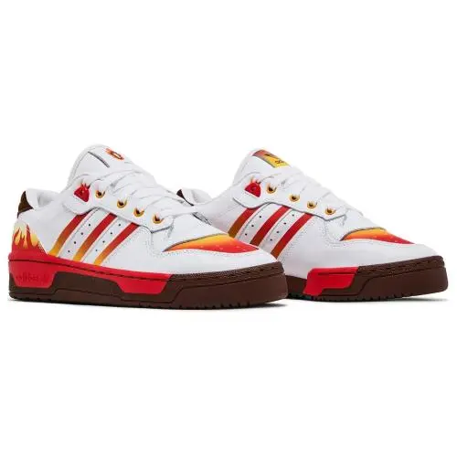 Adidas Rivalry Low “rengoku” Demon Slayer Men’s Size 9.5 White Red Shoes JI3310
