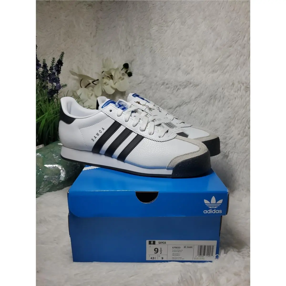 Samoa Athletic Sneaker Shoes White Black Men`s Size 9.5 by Adidas