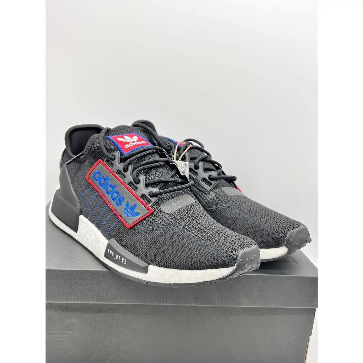 Adidas Nmd R1 V2 Black Core Black / Scarlet / Blue Size 11 GX6266