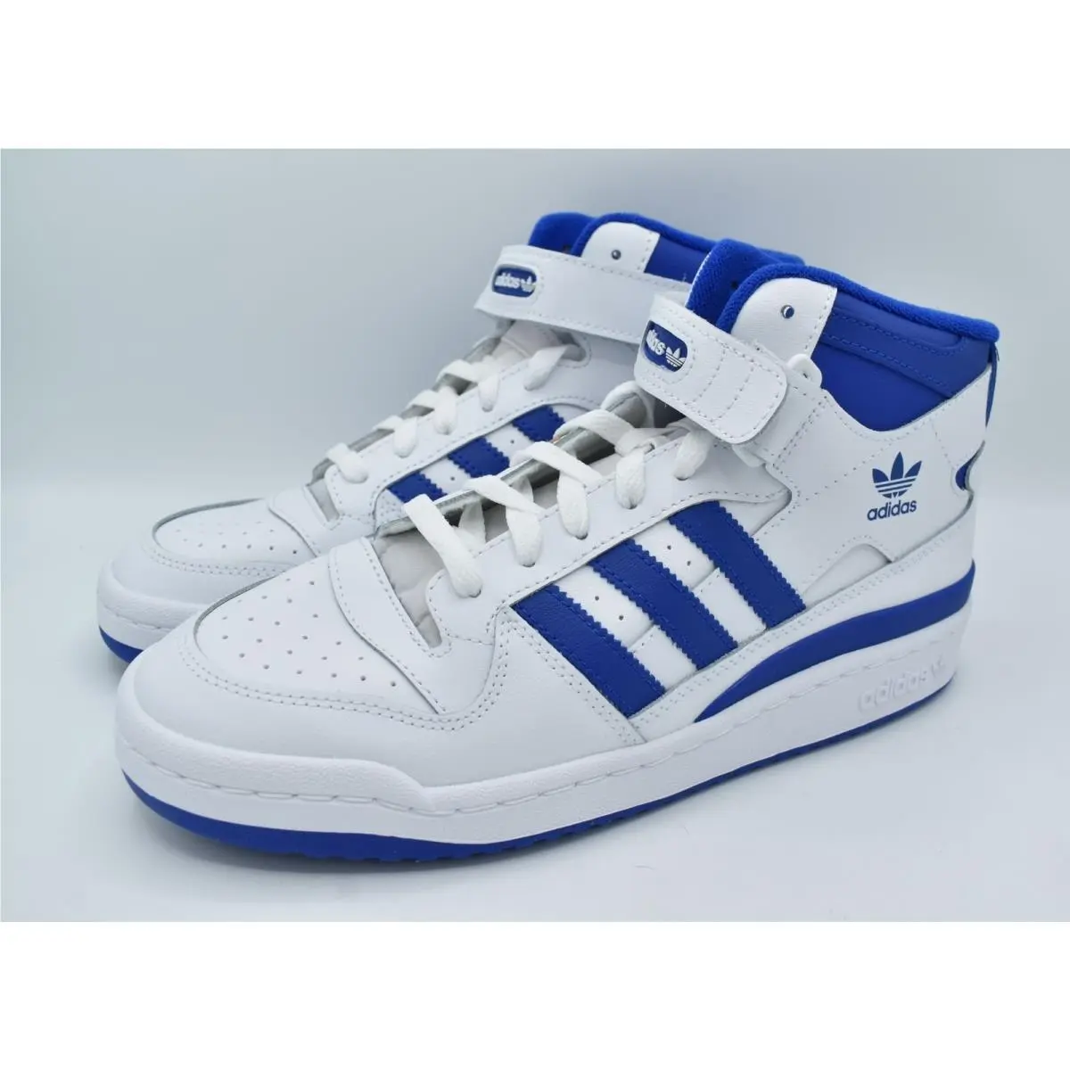 Adidas Originals Mens Size 10 Forum Mid White Royal Blue Sneakers Shoes