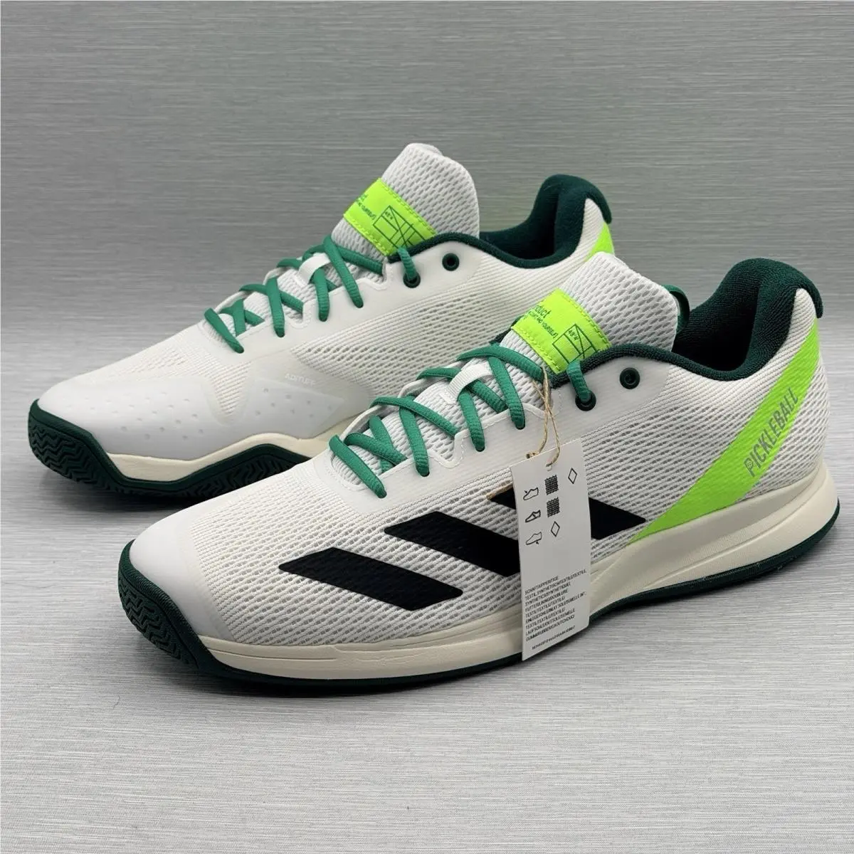 Adidas Men`s 12 Pickleball Shoes White Green Courtflash Tennis HC JQ0695