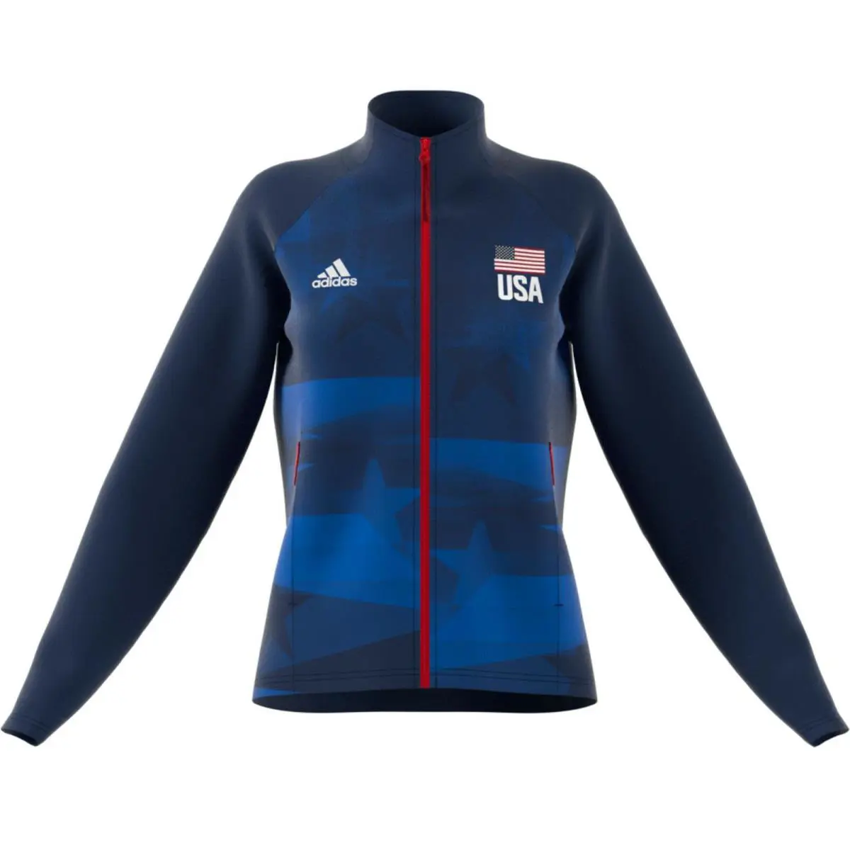 Adidas clothing - Adidas USA Volleyball Warm Up Jacket - FK1034 - Blue & Red & White 5