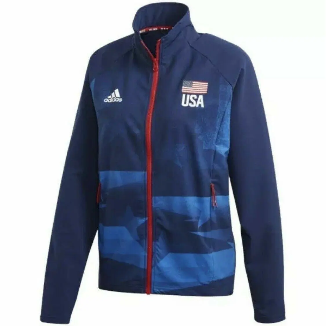 Adidas clothing - Adidas USA Volleyball Warm Up Jacket - FK1034 - Blue & Red & White 2