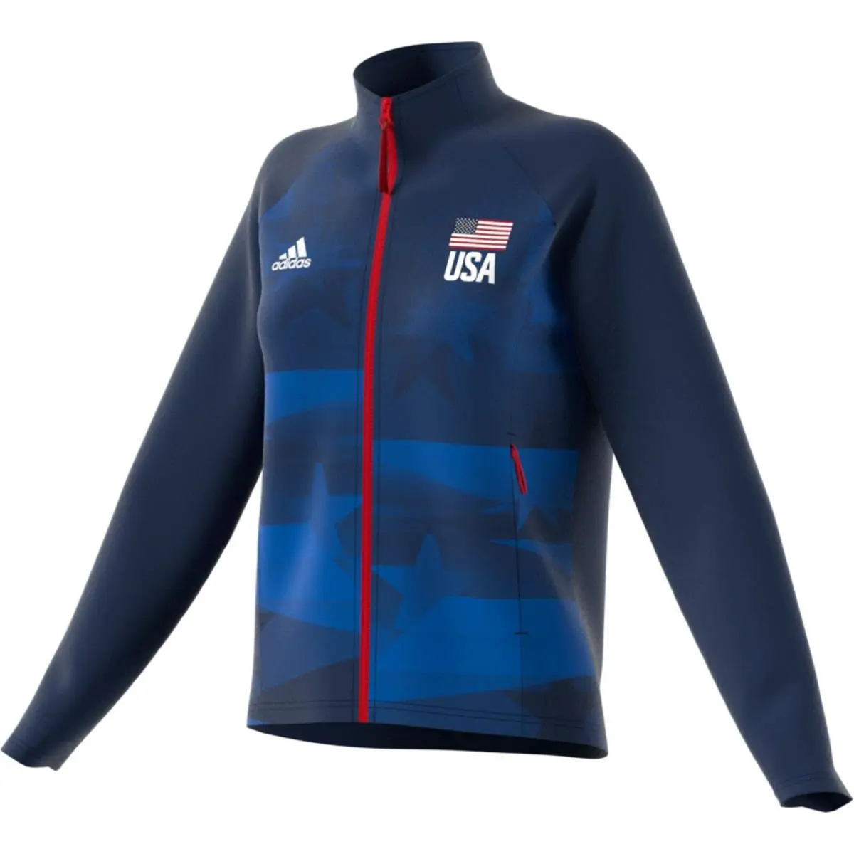 Adidas clothing - Adidas USA Volleyball Warm Up Jacket - FK1034 - Blue & Red & White 4