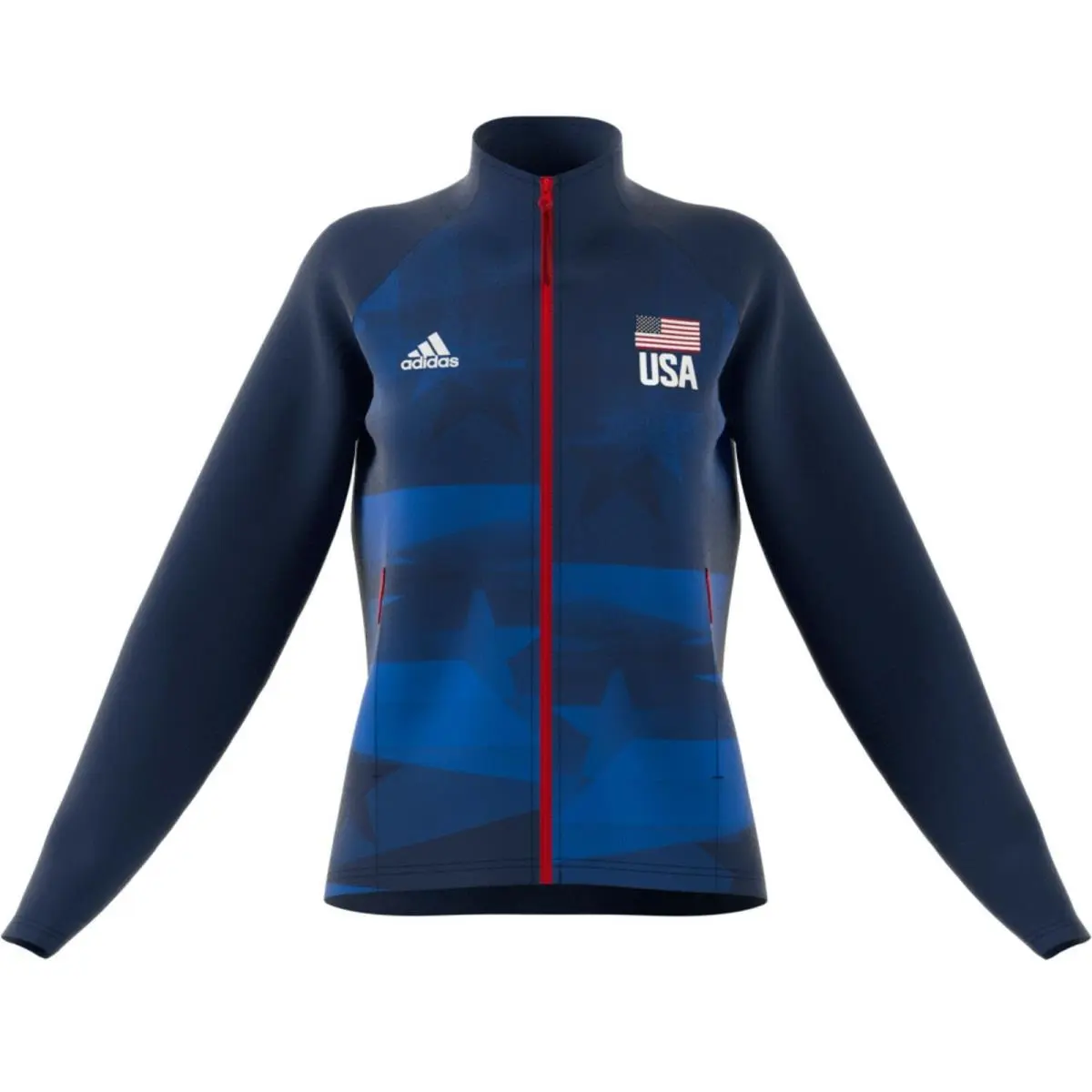 Adidas clothing - Adidas USA Volleyball Warm Up Jacket - FK1034 - Blue & Red & White 5