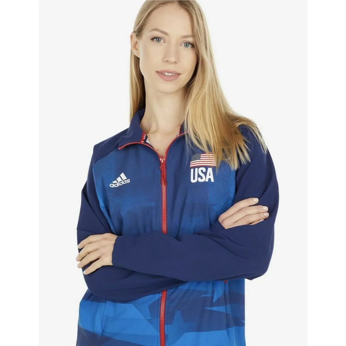 Adidas clothing - Adidas USA Volleyball Warm Up Jacket - FK1034 - Blue & Red & White 1