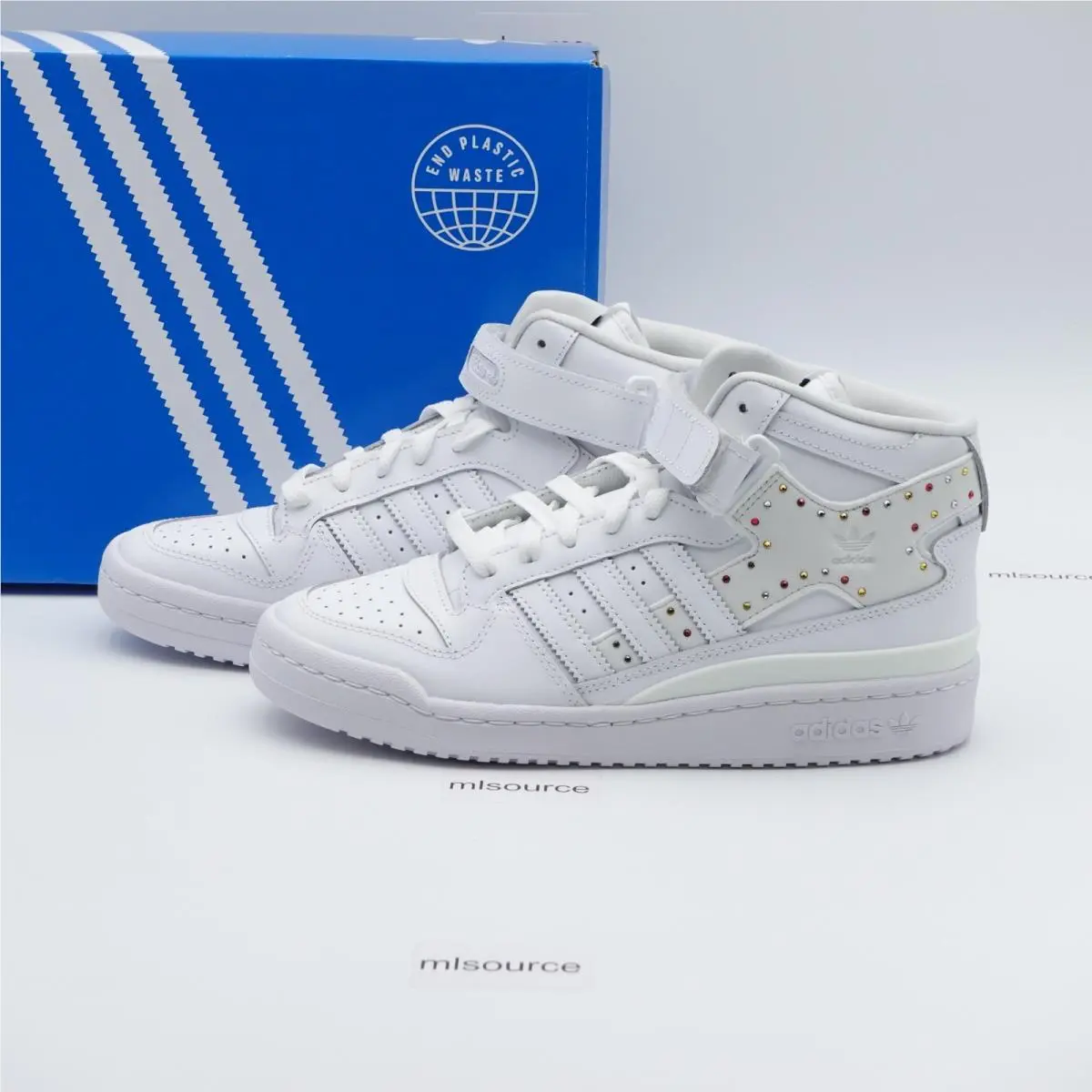 Size 8 Women`s Adidas Originals Swarovski Forum Mid Sneakers GY0819 Cloud White