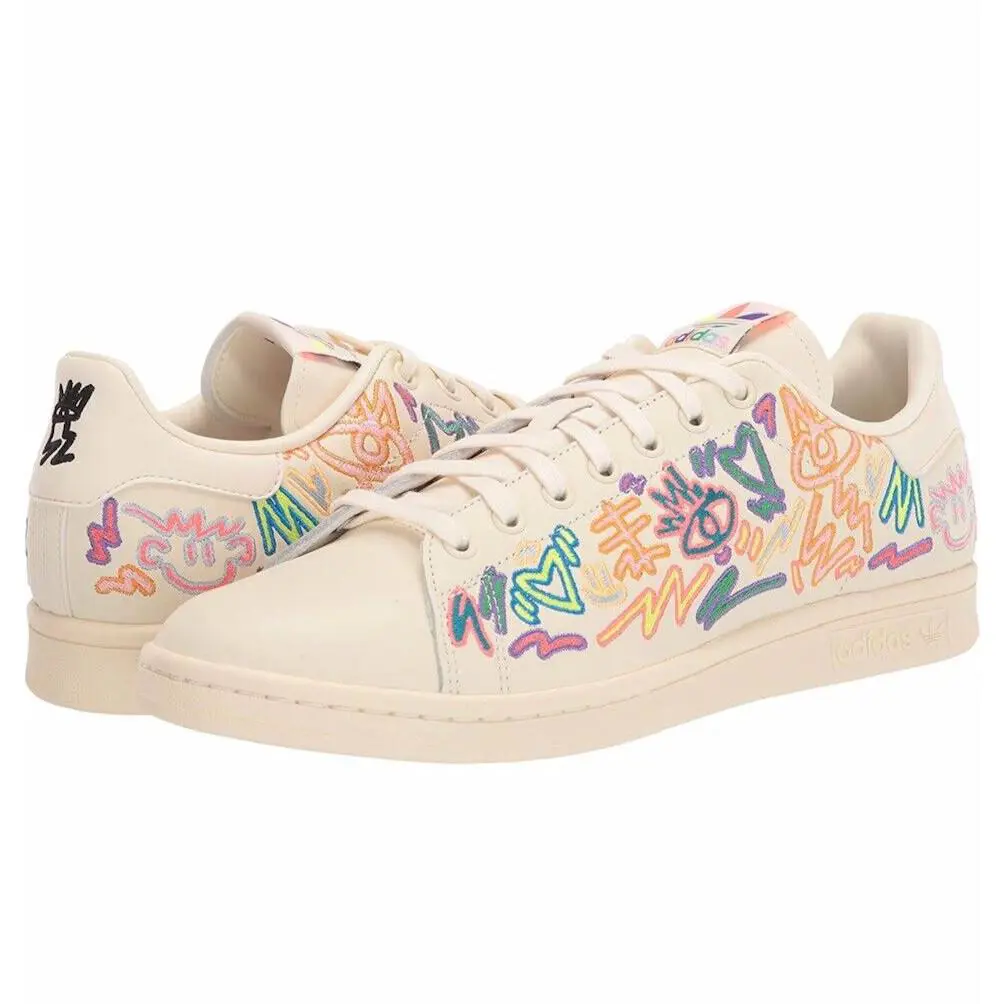 Adidas Originals Men`s Stan Smith Sneaker Cream/white/multi Pride Size: 12