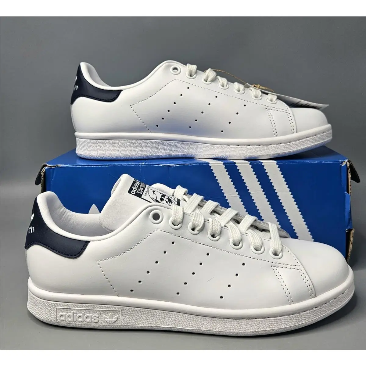 Classic Adidas Stan Smith White Navy M20325 - Men`s Size 5.5 / Women`s 6.5