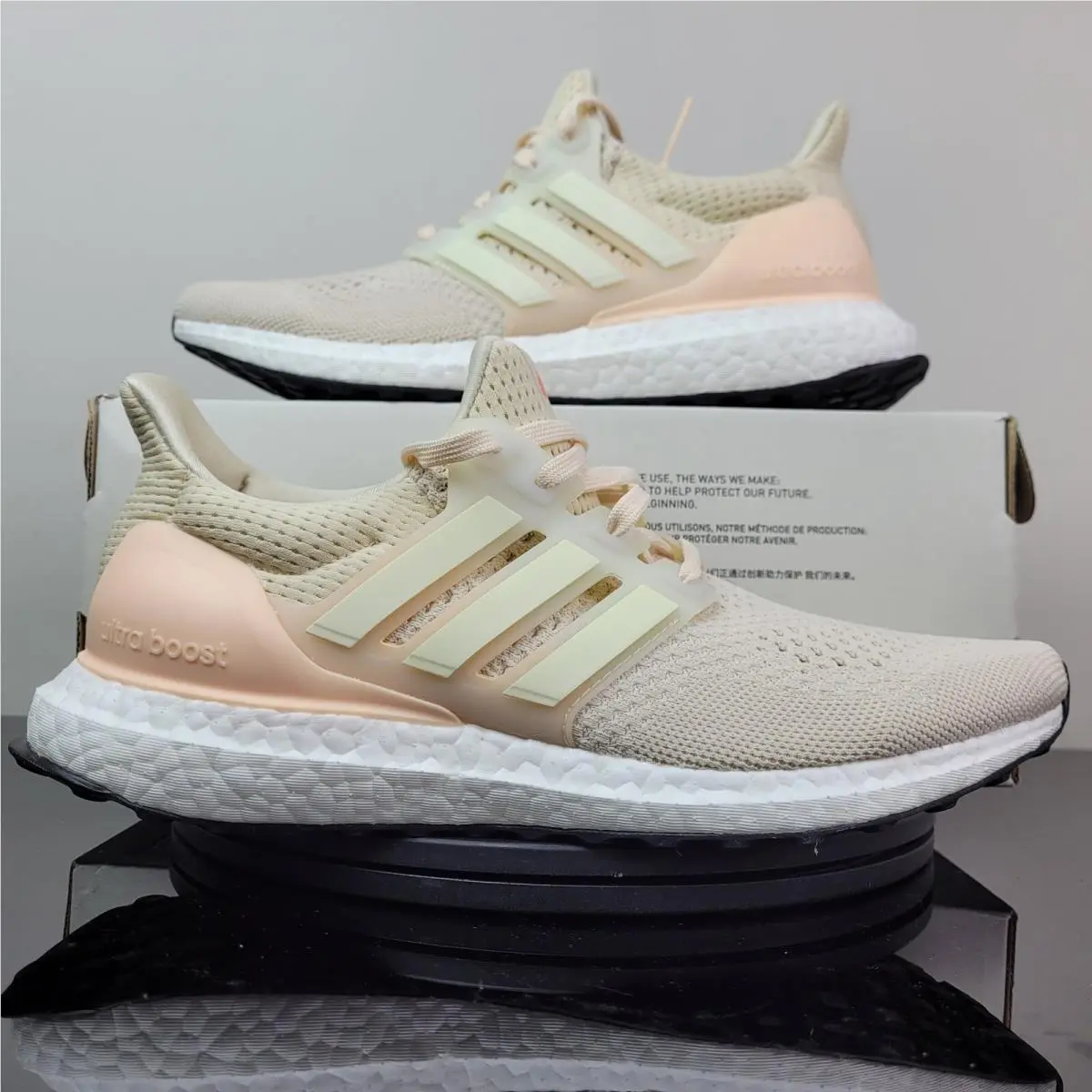 Adidas Ultraboost 1.0 Athletic Ecru Tint Pink Shoes HQ4208 Women`s Sz 9.5