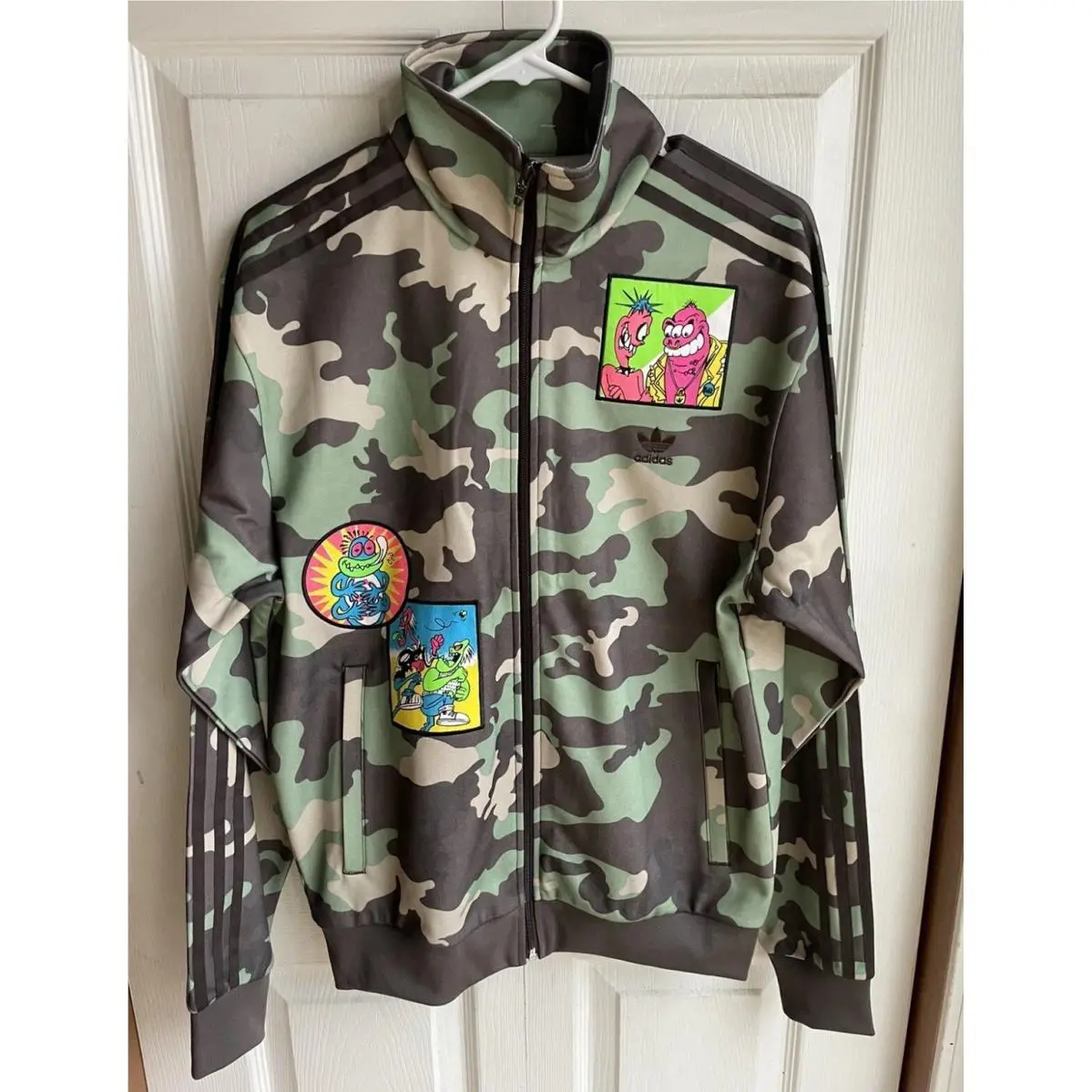 Adidas Jeremy Scott Green Camouflage Track Jacket L/s Rare Sz Small