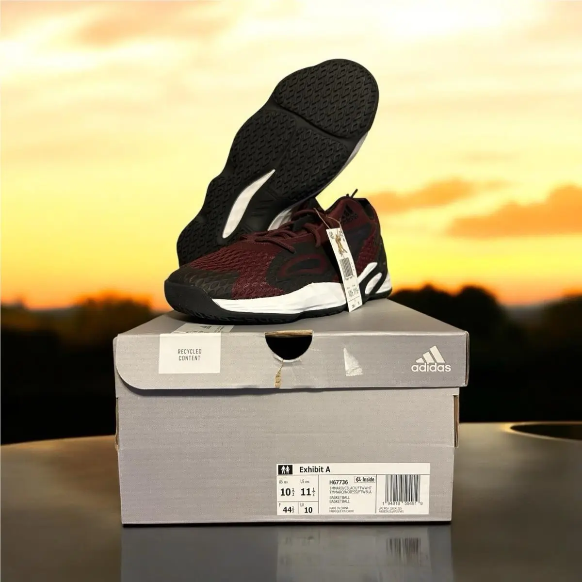 Size 10.5 Adidas Exhibit A H67736 Men’s Maroon Basketball Shoes