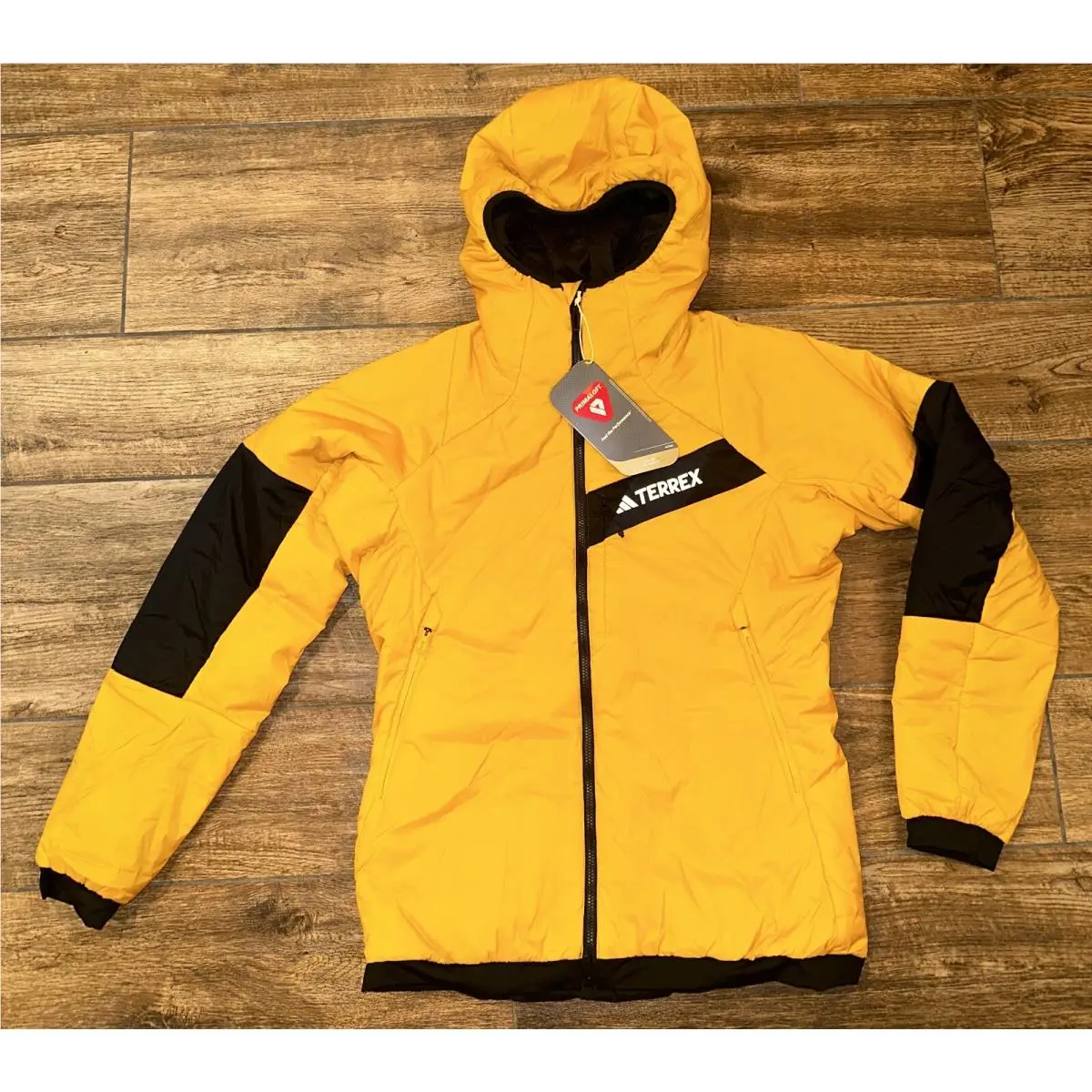 Terrex Techrock Stretch Primaloft Hooded Jacket Womens L Large Yellow by Adidas