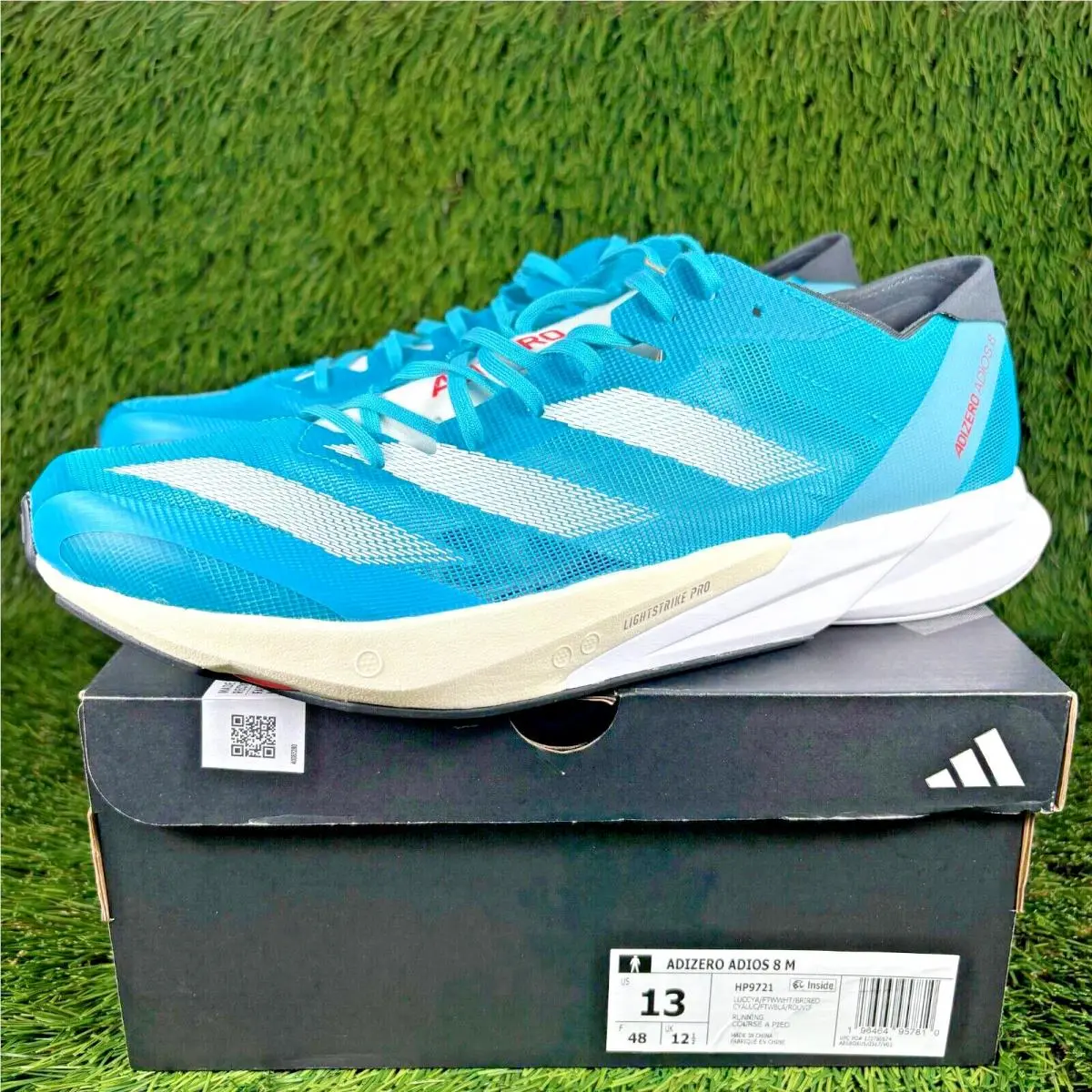 Adidas Adizero Adios 8 Men`s 13 Running Shoes Lightstrike Pro Blue White HP9721