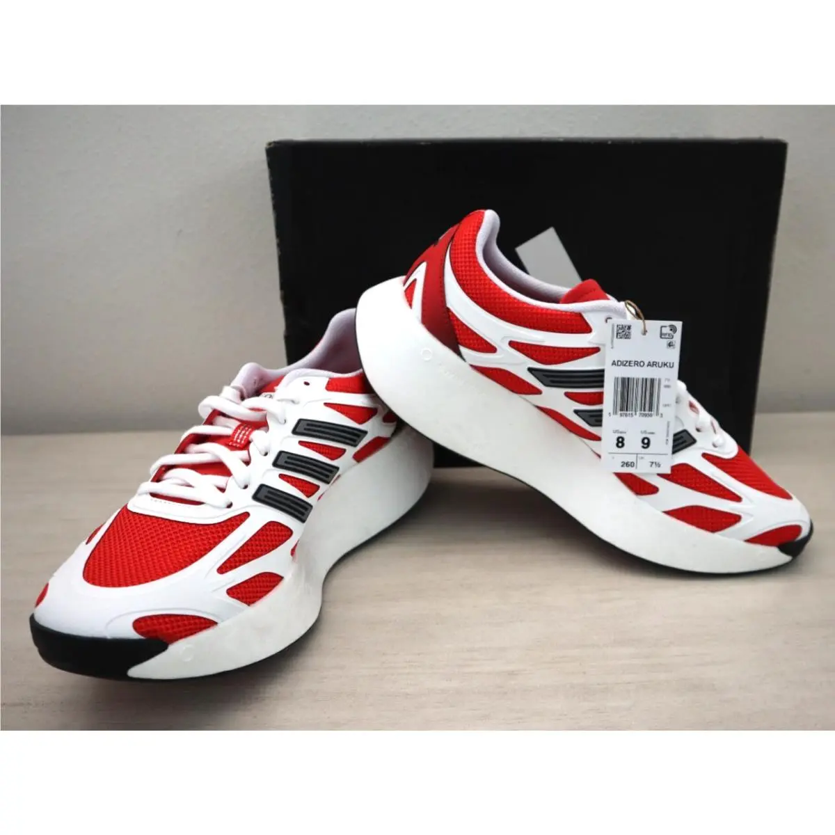 Adidas JI0308 Men`s Sz 8 Women`s Sz 9 White/red Adizero Aruku Casual Shoes