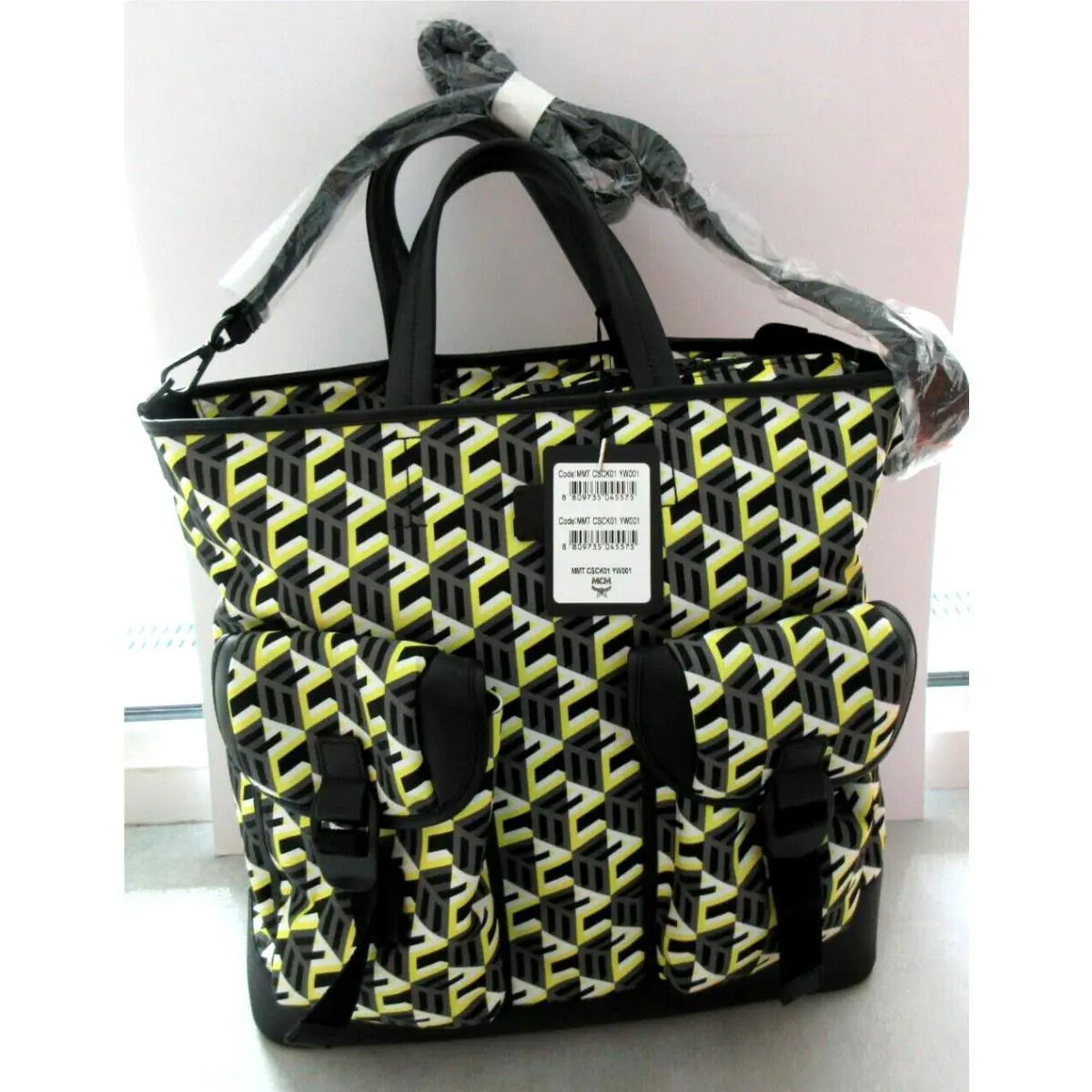 Mcm Unisex Large Cubic Logo Tote Shoulder Bag Yellow/ BlMMTCSCK01YW001