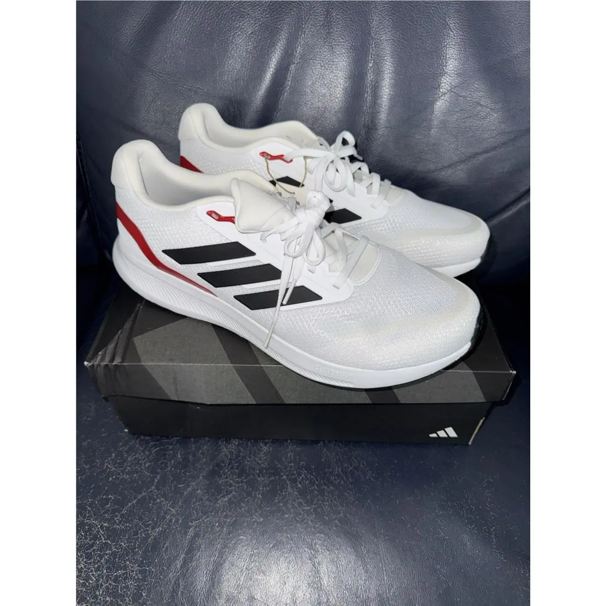 Adidas Runfalcon 5 White Black Scarlet Red Running Shoes IE8818 Mens Size 13 - Red
