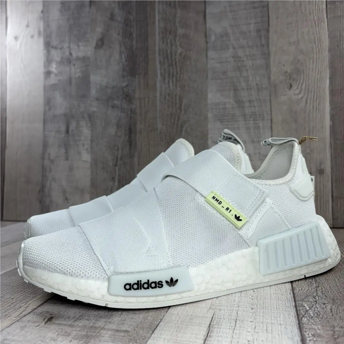 Adidas Nmd R1 Women`s 9 Slip On Running Shoes Sneakers White Almost Lime GW5699