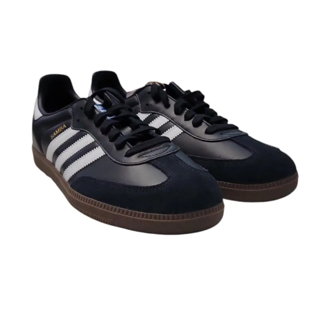 Adidas Men`s Samba OG Low-top Leather Suede Lace-up Shoes B75806 Black 5.5 - Black