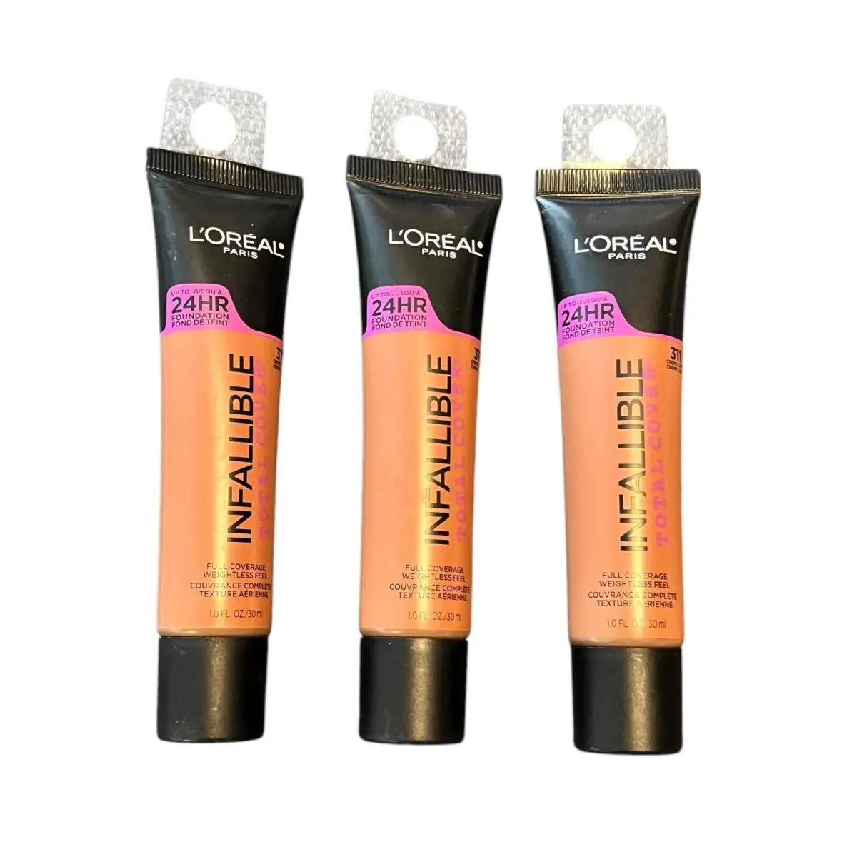 L`oreal Infallible Total Cover Foundation x 3 Classic Tan 310 or Creme Cafe 311