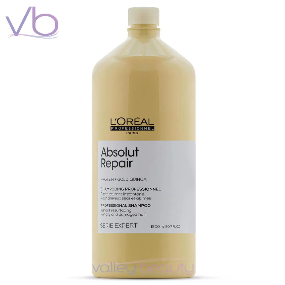L`oreal Absolut Repair Protein + Gold Quinoa Shampoo Dry Damaged Hair 1500ml