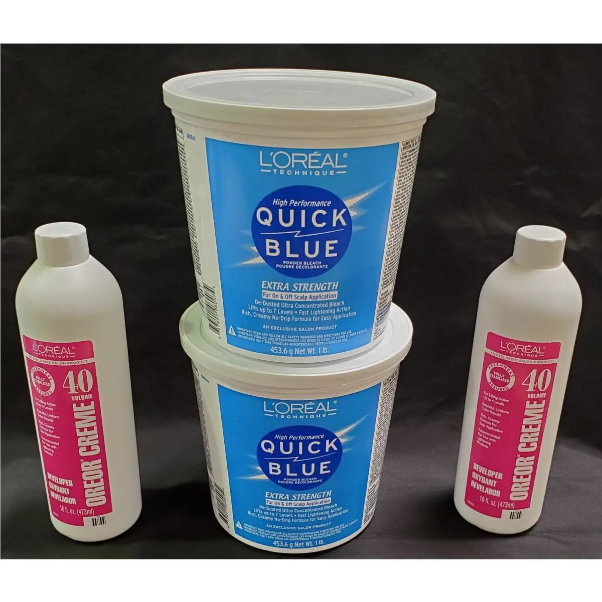 L`oreal Quick Blue Powder Bleach Extra Strength 1lb 2 Pack w/ 2 40 Vol 16oz