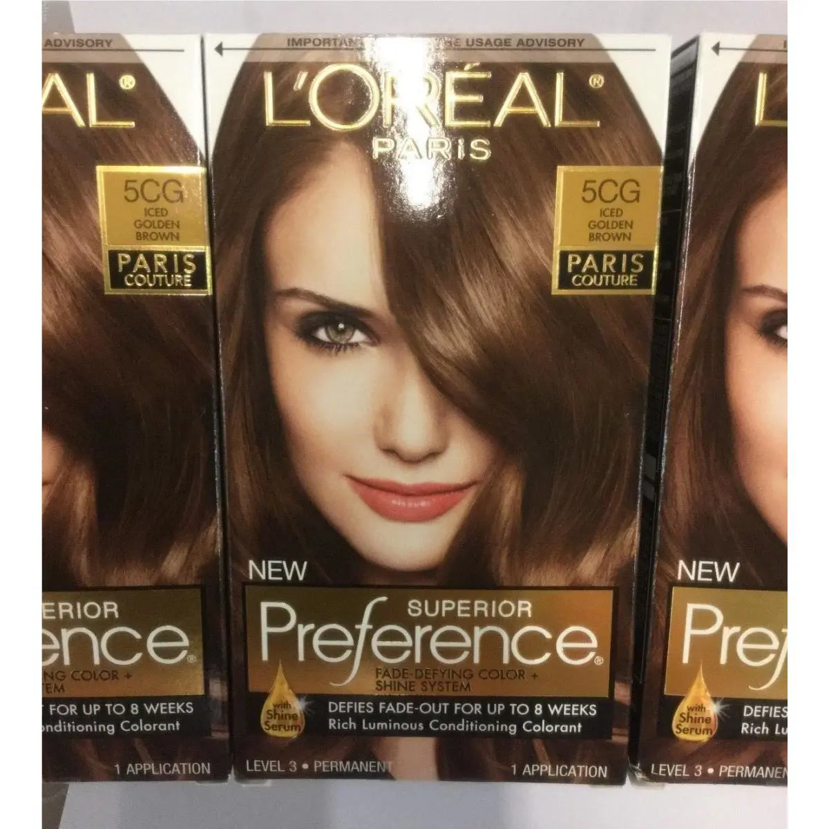 3 X L`oreal Superior Preference Paris Couture Hair Color Iced Golden Brown 5CG