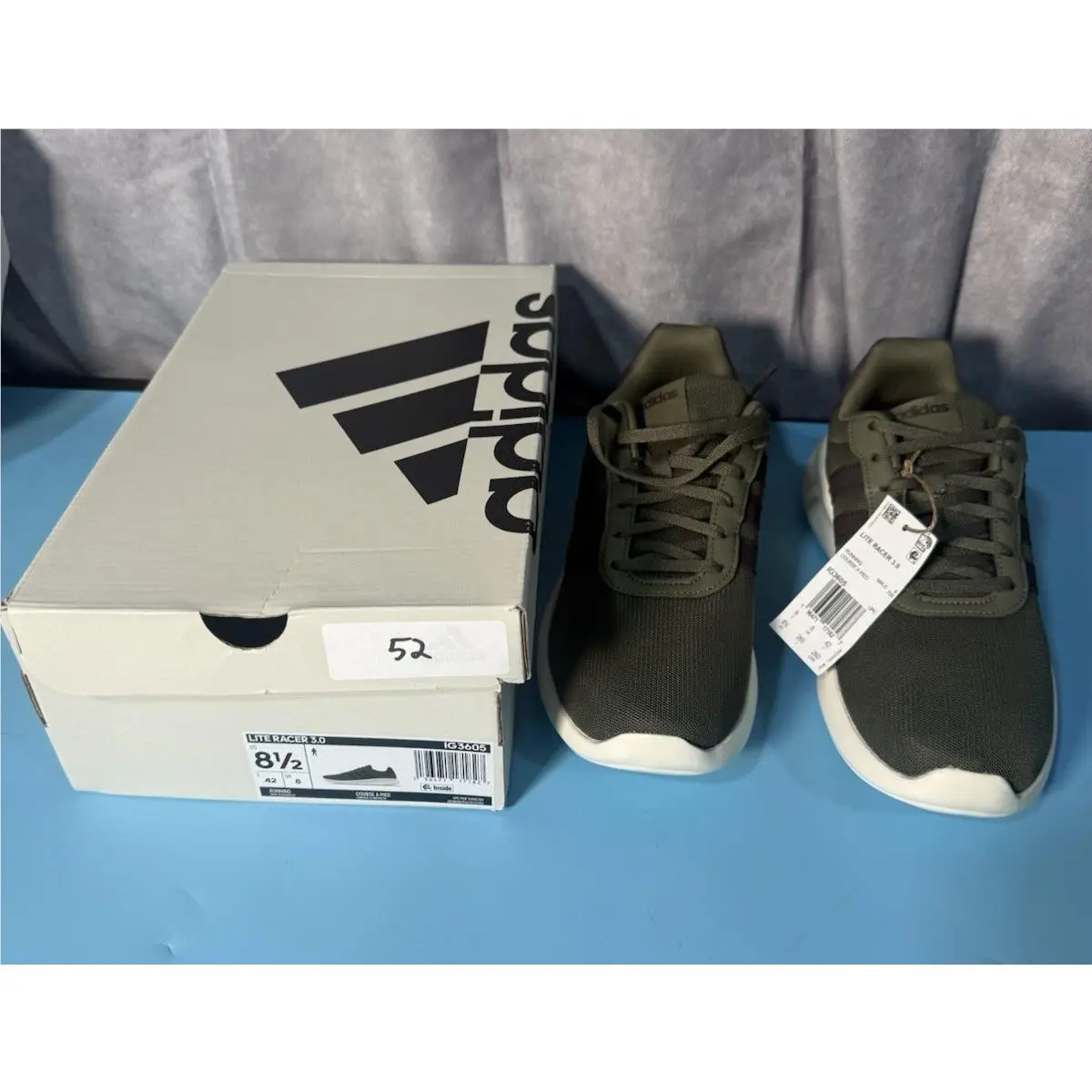 Adidas Lite Racer Adapt 3.0 Men`s Size 8.5 Army Green White Brown Shoes IG3605