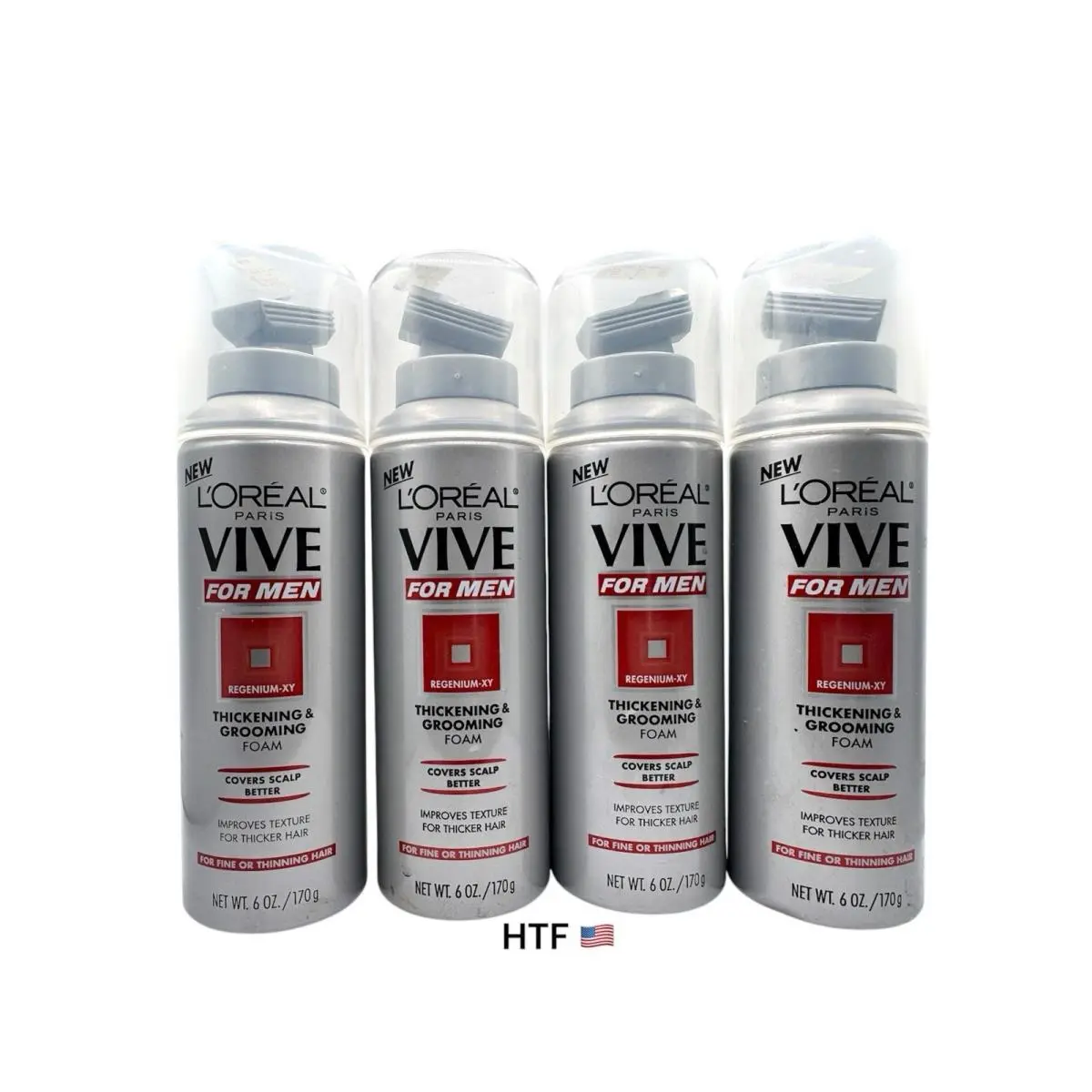 Lot of 4 L`oreal Vive For Men Thickening Grooming Foam 6 oz Each Thinning Hair by L'Oréal