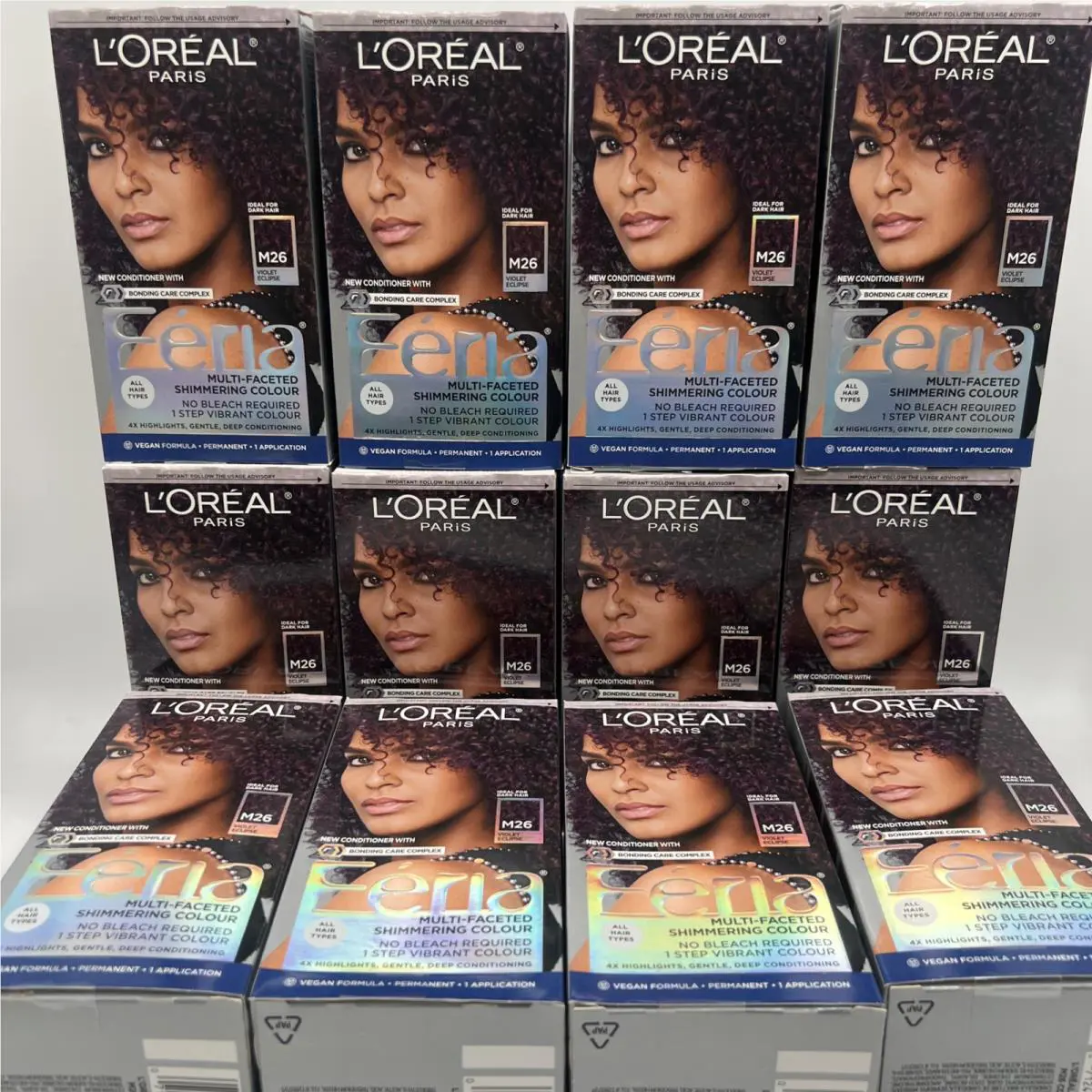 L`oreal Paris Feria Permanent Hair Color M26 Violet Eclipse 12 Pack