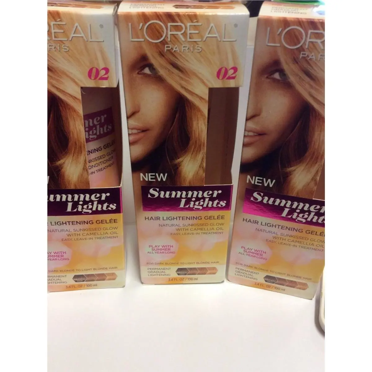 3 X L`oreal Paris Summer Kit Dark Blonde to Light Blonde Hair 02 W/camellia Oil
