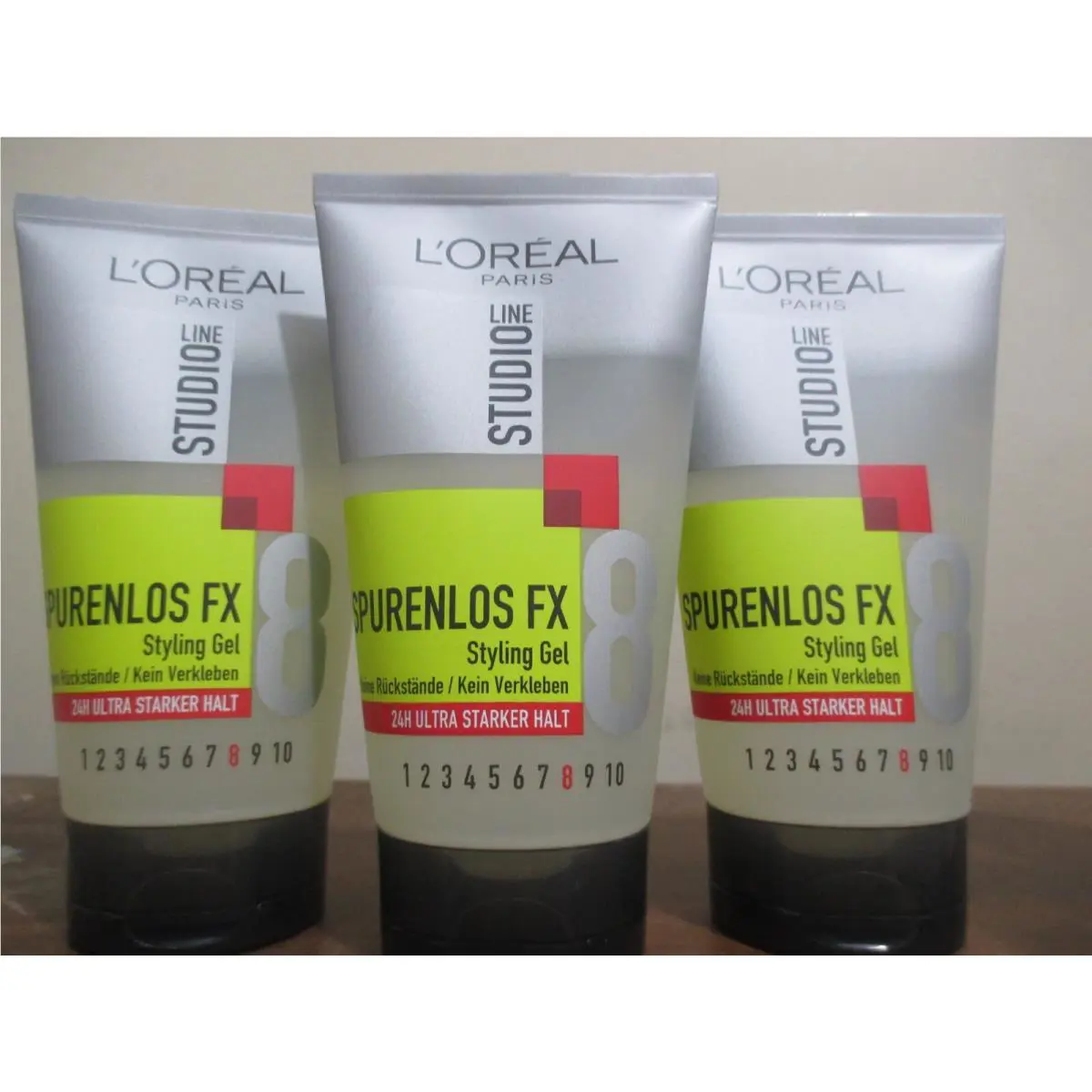 Lot of 3 Loreal Studio Line Spurenlos FX Styling Gel 24h Ultra Hold 150 ml