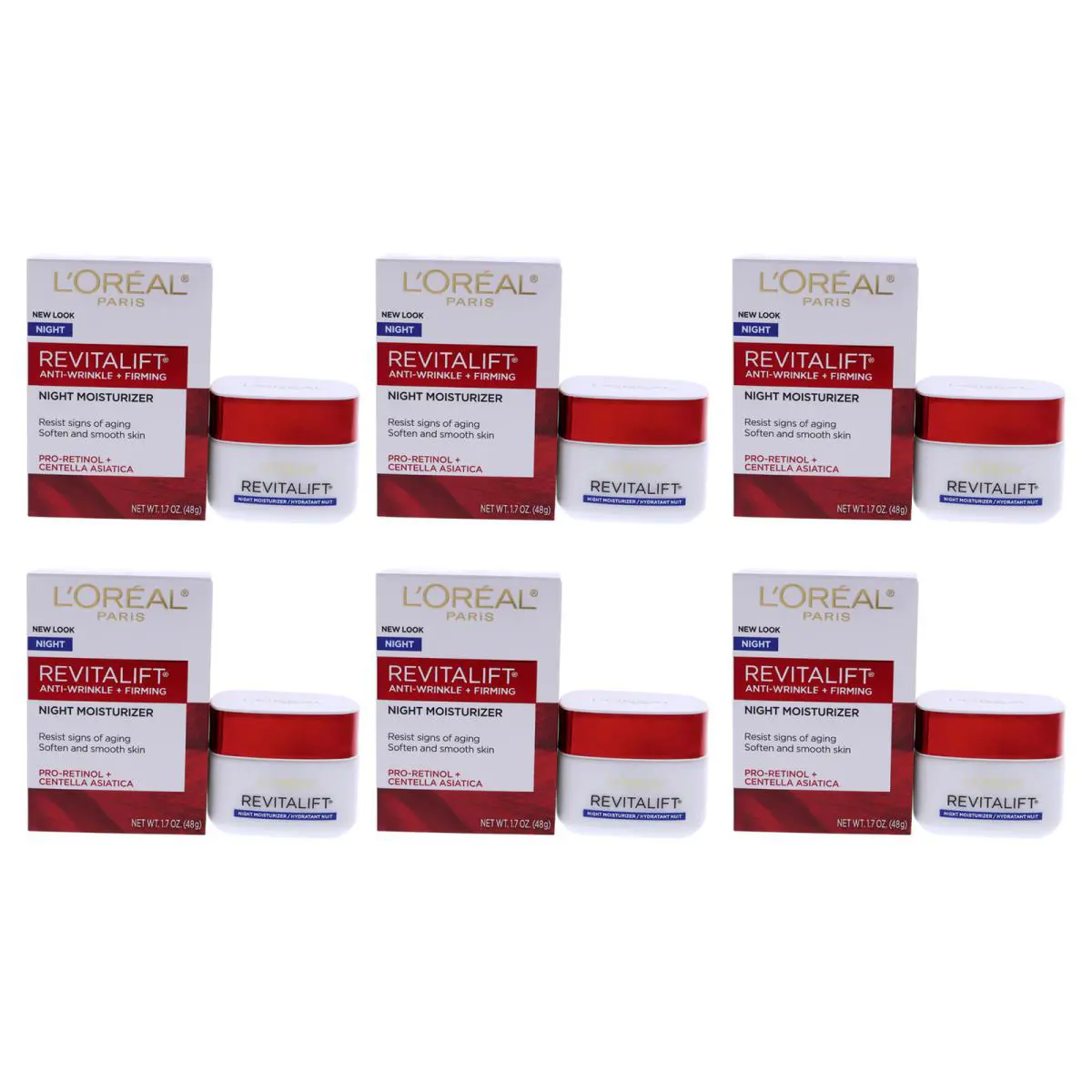 L`oréal Revitalift Anti-wrinkle and Firming Moisturizer - 1.7 oz Cream - Pack of 6