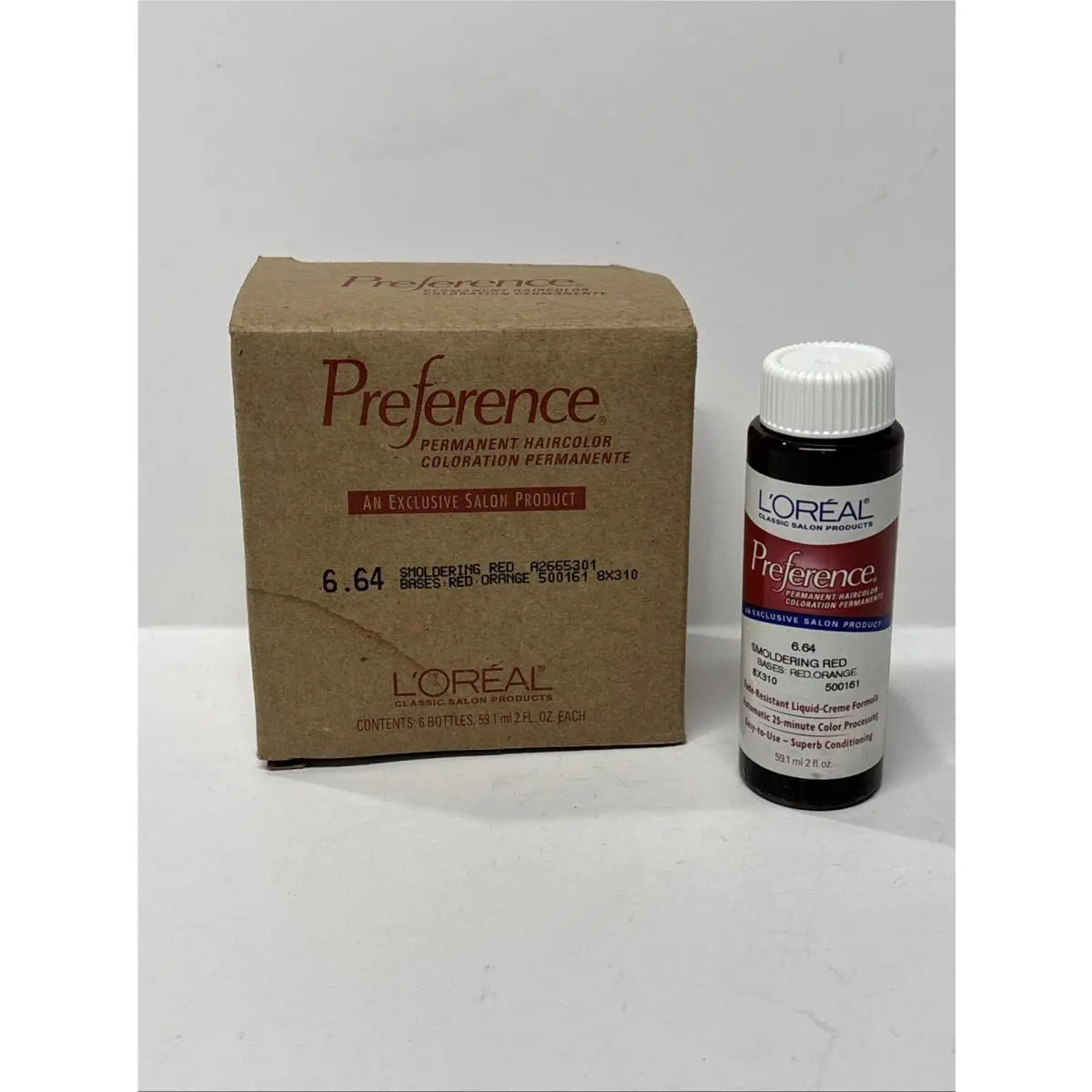 6 - L`oreal Preference 6.64 Smoldering Red Bases Red Orange Hair Color-2 oz