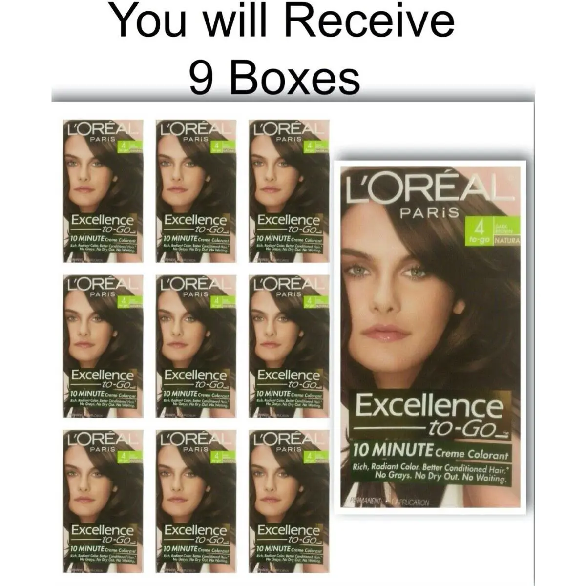 9 L`oreal Excellence To-go 10-Minute Crème Hair Color Dark Brown 4 Natural