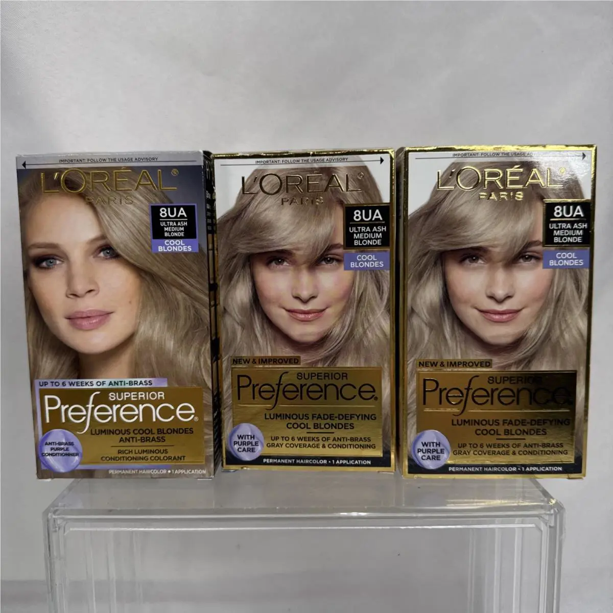 3 L`oreal 8UA Ultra Ash Medium Blonde Superior Preference Hair Color Dye