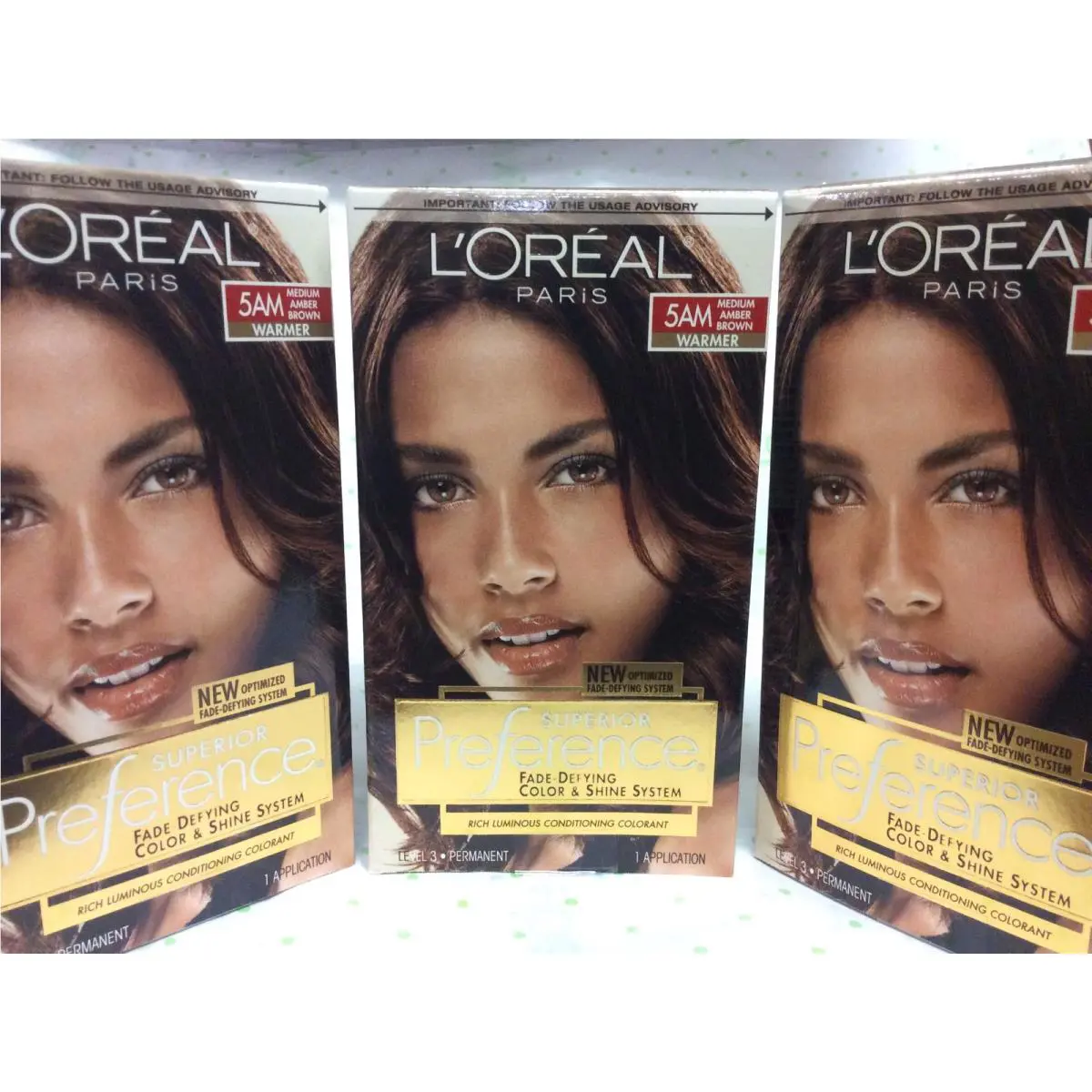 Lot OF 3 - L`oreal Paris Superior Preference Hair Color 5AM Medium Amber Brown